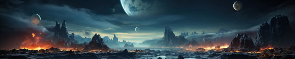 Galactic space landscape. Fantastic landscape of the planet.
