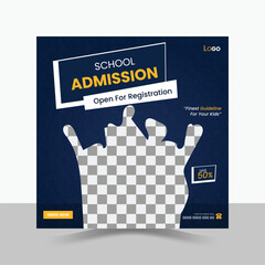 School Admission Social Media Post Design, Education Template.