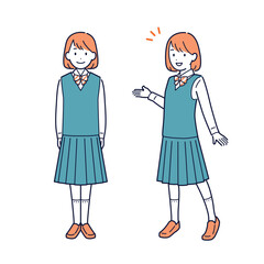 笑顔の女子高生＿全身＿セット
