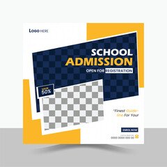 School Admission Social Media Post Design, Education Template.