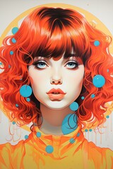 Jeune femme des ann&eacute;es 70. Fond cr&eacute;atif d'&eacute;t&eacute; r&eacute;tro des ann&eacute;es 70, Generative AI