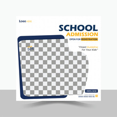 School Admission Social Media Post Design, Education Template.