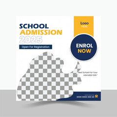 School Admission Social Media Post Design, Education Template.