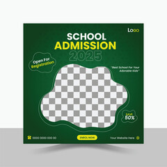 School Admission Social Media Post Design, Education Template.