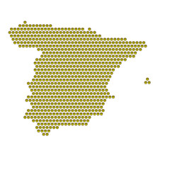 Map of the country of Spain with a cool smiley emoticon icon texture on a white background