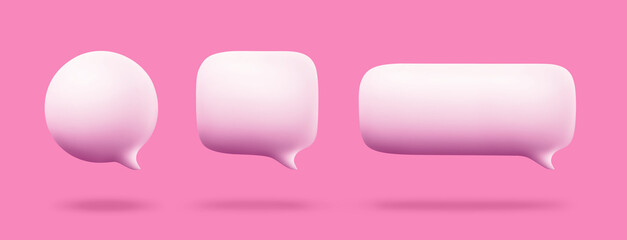 Speech bubble set isolated on pink background. Clipping path included