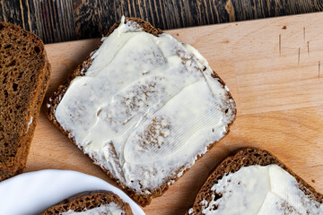 Black rye bread with butter