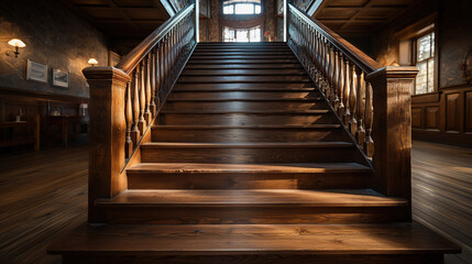 Modern natural ash tree wooden stairs