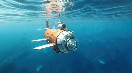 Fototapeta na wymiar Bathyscaphe for deep sea diving