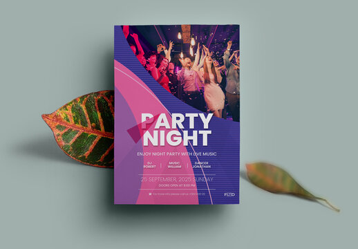 Night Party Poster Template With Pink Accent