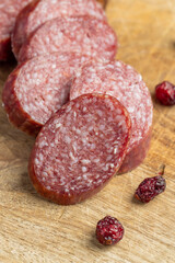 Sausage of moose meat cut into pieces