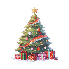 Fir tree with decorations, Christmas tree vector