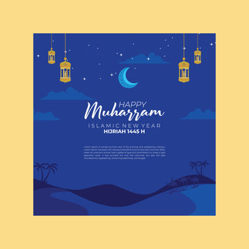 vector gradient islamic new year vertical poster banner template