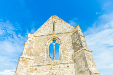 Front facade of the Abbaye des Chateliers on the Ile de Ré, France