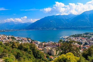 View of Locarno city and lake Maggiore in Switzerland
