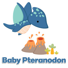 baby pteranodon cute doodle dinosaur vector © My Ai