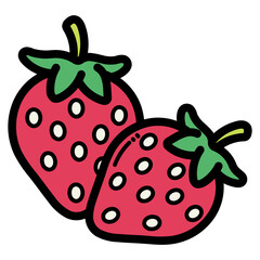 Strawberry filled outline icon style