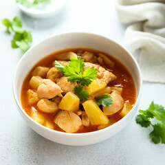 Chicken ragout with pineapple and spices