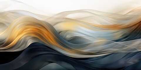 Luxury abstract background waves gold and and dark blue color, generative ai