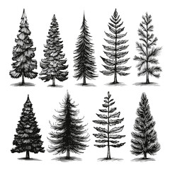 Set of Christmas tree elements vector