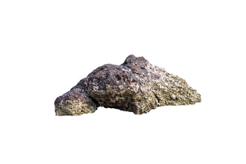 Rocks or stone on the beach that has been eroded by water for a long time isolated on white background included clipping path.
