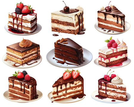 9 PNG Transparent Background Images, High Resolution, Clip Art, Food Stickers, Delicious Tasty Sweet Cakes, Fruits and Chocolate, Decorated, Chocolate Cake, Fruit Cake, Cheesecake,  Birthday Cake