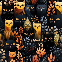 Seamless template with a cats. AI generated