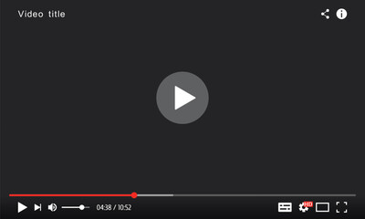 Video player interface template. Vector design for web and mobile apps.