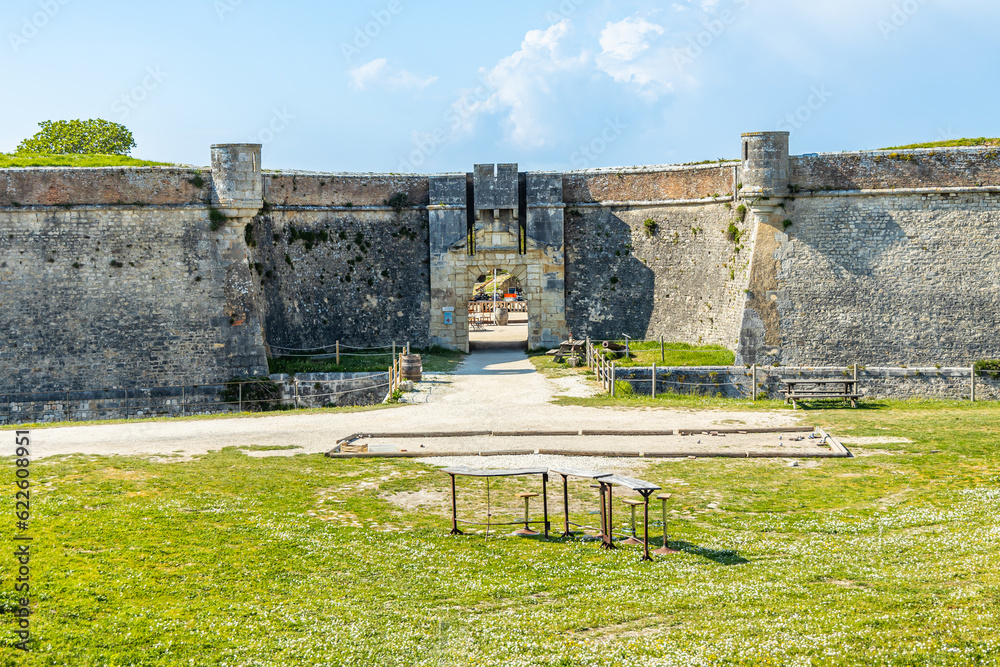 Wall mural Main entrance of the stronghold of Fort la Prée in La Flotte, France