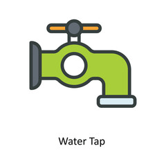 Water Tap  Vector  Fill outline Icon Design illustration. Kitchen and home  Symbol on White background EPS 10 File