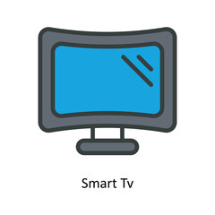 Smart Tv Vector  Fill outline Icon Design illustration. Kitchen and home  Symbol on White background EPS 10 File