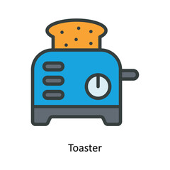 Toaster Vector  Fill outline Icon Design illustration. Kitchen and home  Symbol on White background EPS 10 File