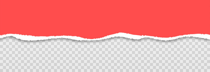 Vector torn red paper. Torn paper edges png. Torn sheets of a notebook png. Torn sheets of the book or textbook png.