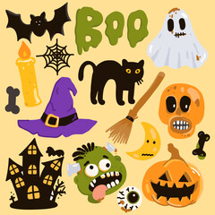 halloween icons set