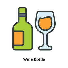 Wine Bottle Vector  Fill outline Icon Design illustration. Kitchen and home  Symbol on White background EPS 10 File
