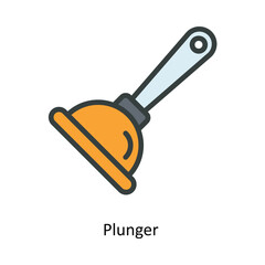 Plunger  Vector  Fill outline Icon Design illustration. Kitchen and home  Symbol on White background EPS 10 File