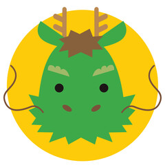 2024年 辰年 干支 マークイラスト 円/黄色