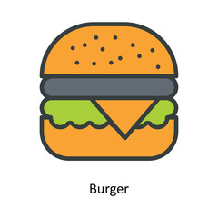 Burger Vector  Fill outline Icon Design illustration. Kitchen and home  Symbol on White background EPS 10 File