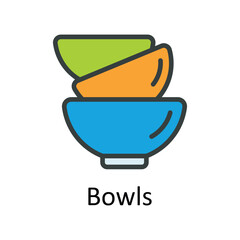 Bowls  Vector  Fill outline Icon Design illustration. Kitchen and home  Symbol on White background EPS 10 File