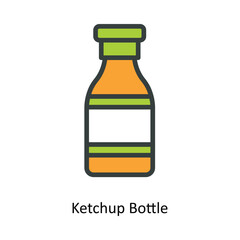 Ketchup Bottle Vector  Fill outline Icon Design illustration. Kitchen and home  Symbol on White background EPS 10 File