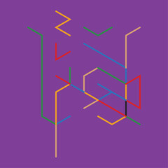 illustration of geometric colorful lines on the purple background