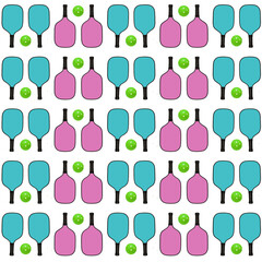  Pickleball pattern. Pattern of two pink rackets and two blue rackets.