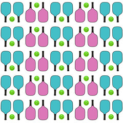  Pickleball pattern. Pattern of two pink rackets and two blue rackets.