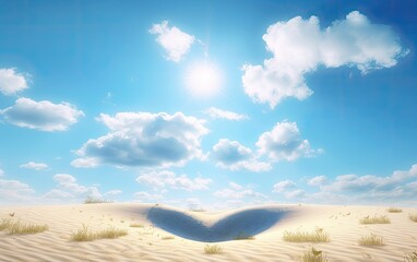 Fototapeta na wymiar Sand dunes in the desert with blue sky.
