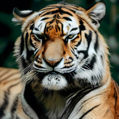 Portrait of a tiger with an annoyed expression