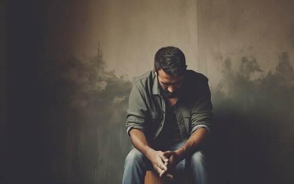 A sadness person sitting on the floor.