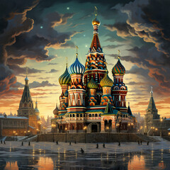 Obraz premium Illustration of the Kremlin. Generative AI.