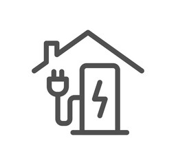 Car charging station related icon outline and linear vector.