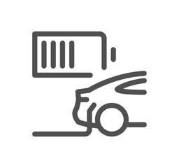 Car charging station related icon outline and linear vector.