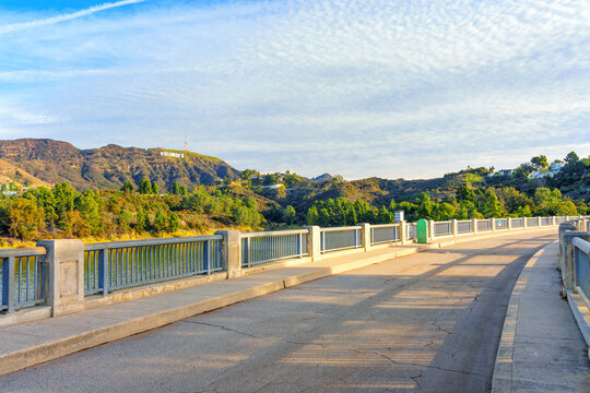 Los Angeles, California - December 22, 2022: Hollywood Sign as Seen from the Mulholland Dam